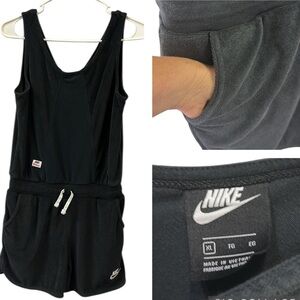 Nike Heritage Black French Terry Sleeveless Athletic Shorts Romper Big Girls XL